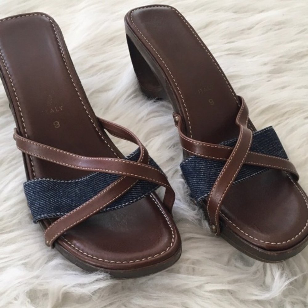 Talbots Italy Wedge Cut Out Slip On Sandal Heels